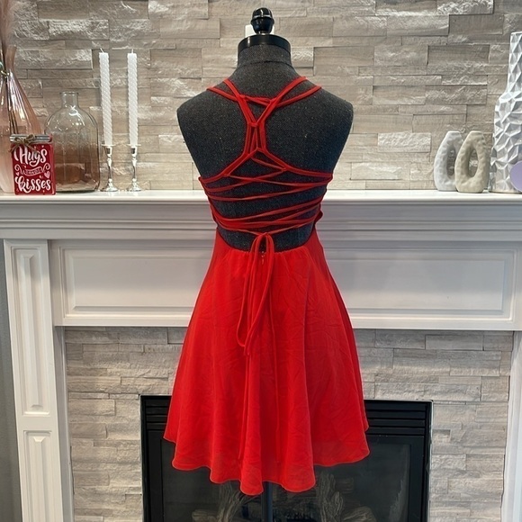 Lulus Good Deeds Red Lace-Up Dress Size Small - Picture 5 of 10